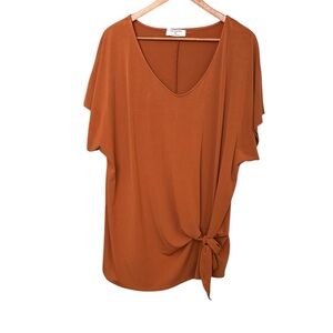 Zenana Women's Rust Top with Tie Detail